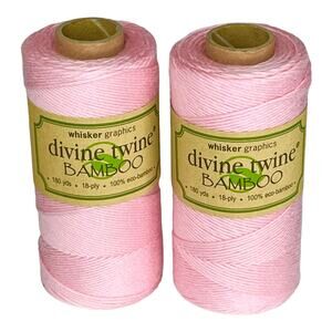 NEW Pack (2)  Bakers Twine 100% ECO BAMBOO 180 Yards 18 PLY Pink String NWT
